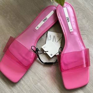 PINK / VINYL SLIDE SANDALS